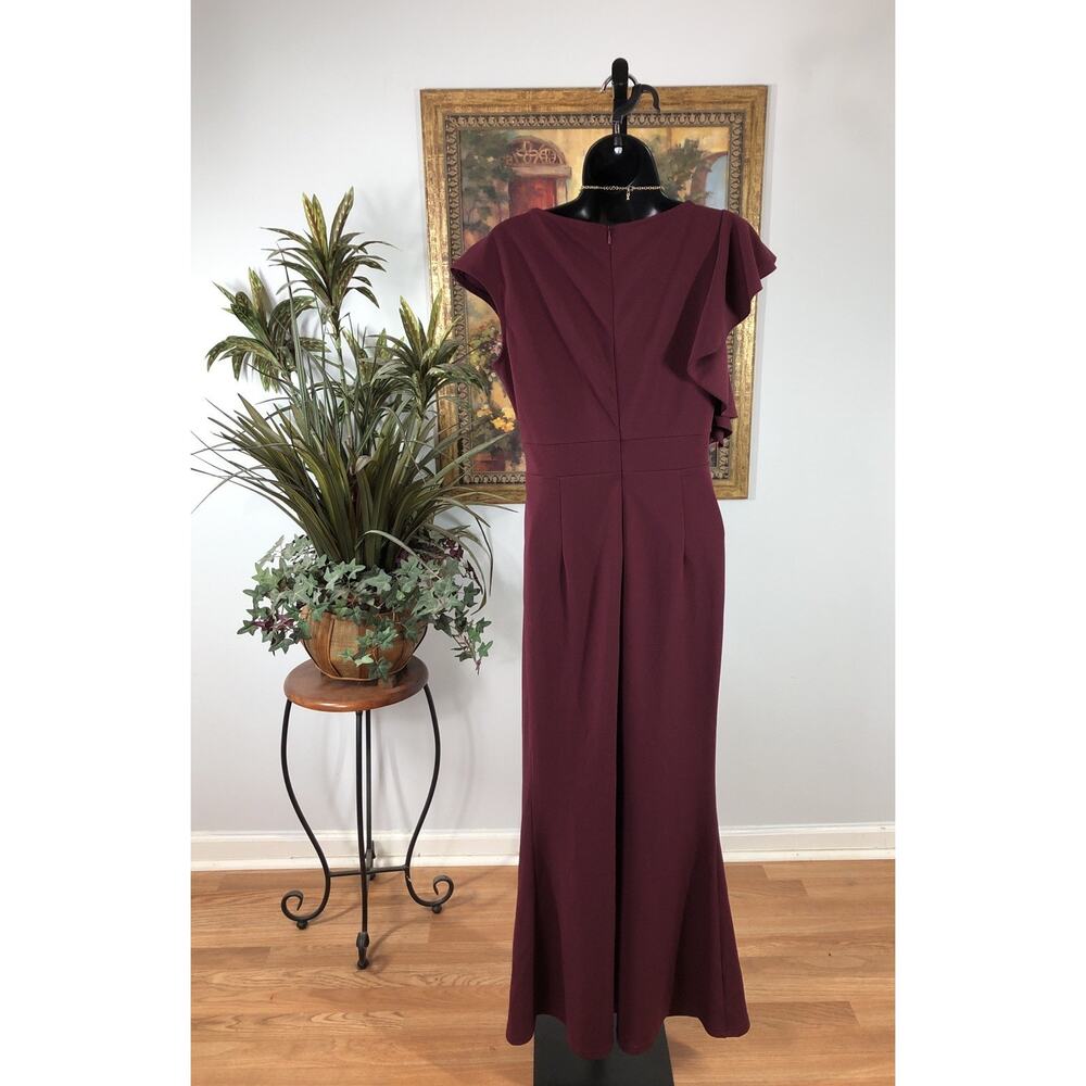 Woosea Women’s Maxi Dress Size M Burgundy Ruffle Sleeve Formal Evening Gown - Picture 5 of 11